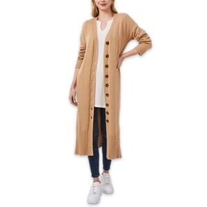 Vince Camuto Cardigan Sweater Button Front Design Ribbed Hem/Cuffs Tan XXS NWT
